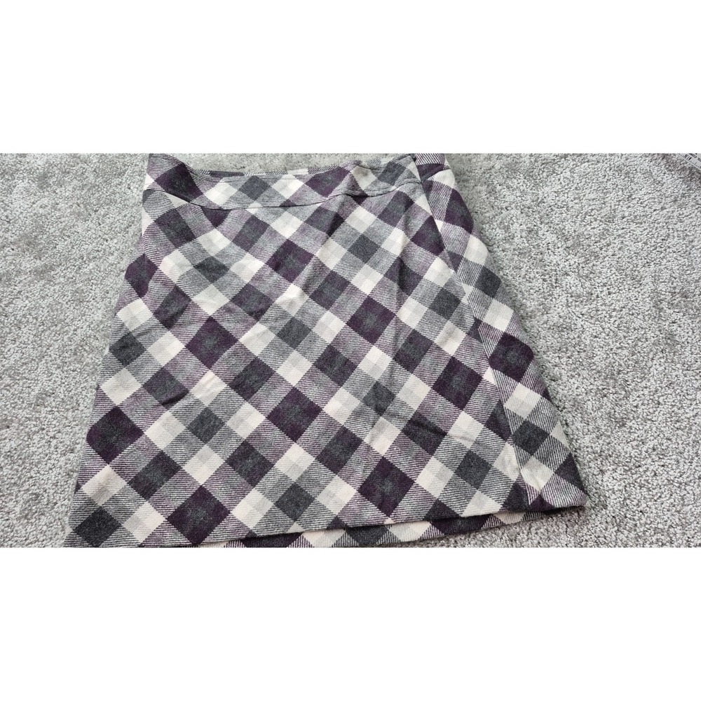 Ann Taylor Loft Wool Blend Maroon Black Cream‎ Plaid Lined Skirt Size 6